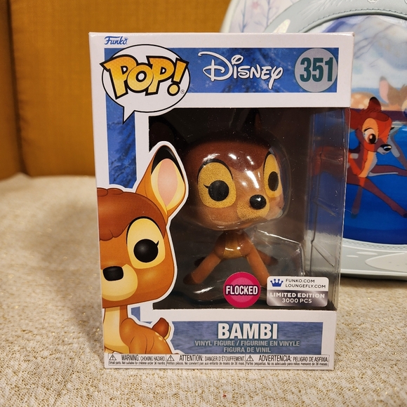 Loungefly Disney Bambi on Ice Lenticular Mini Backpack Flocked Funko Pop Set NEW - Picture 2 of 16